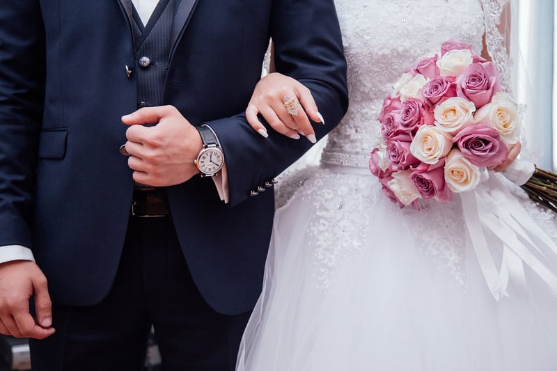 Bride in lace wedding dress